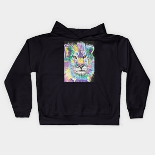 Colorful abstract lion face art Kids Hoodie